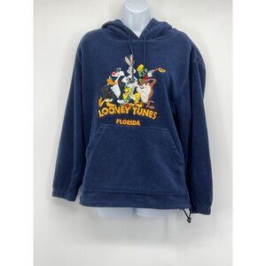 Looney Tunes Florida Navy Blue Fleece Hoodie Sweatshirt M Warner Bros Pullover